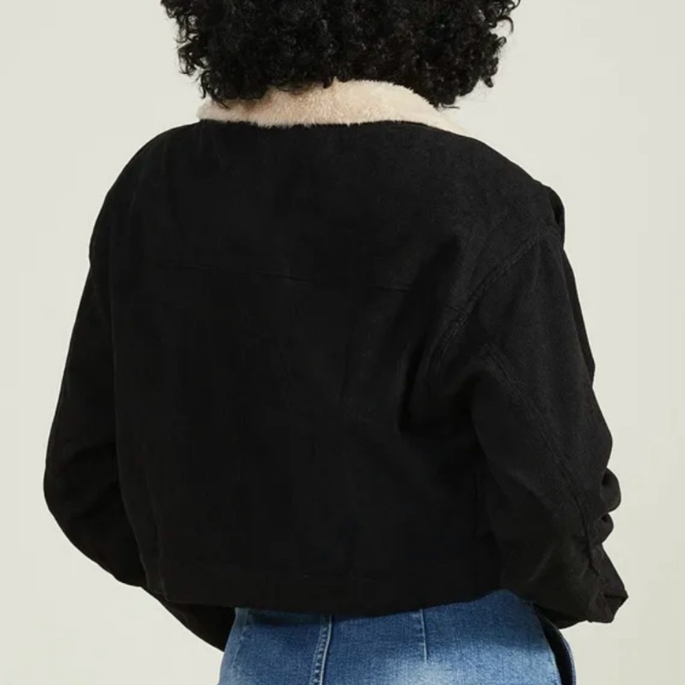 ALTAR'D STATE Deirdre Cord Cropped Black Corduroy Jacket Medium NWT - Picture 6 of 12
